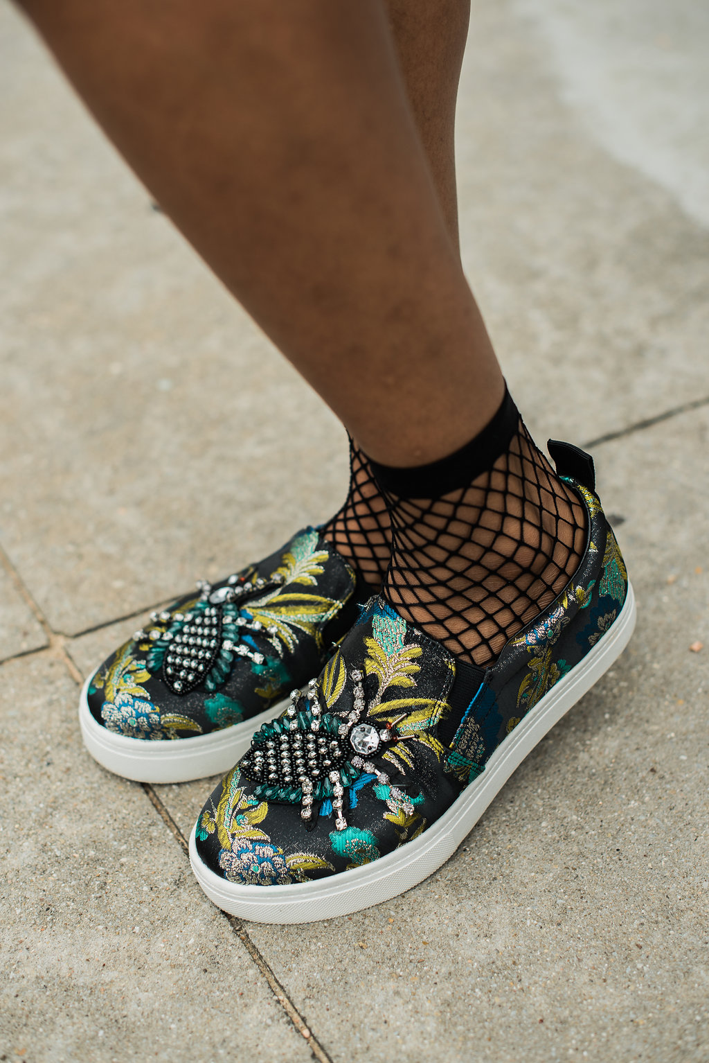 how to wear embellished sneakers