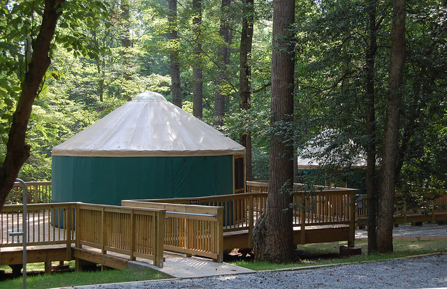 Stay in a yurt in the woods this fall to experience something new. 