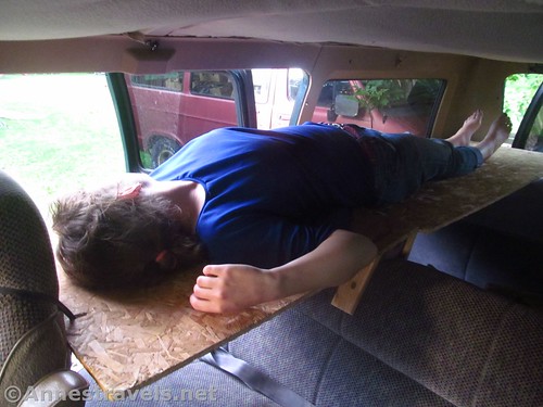 One of the van seat bunkbeds
