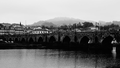 ponte de lima portugal fog mist bw black white medieval town
