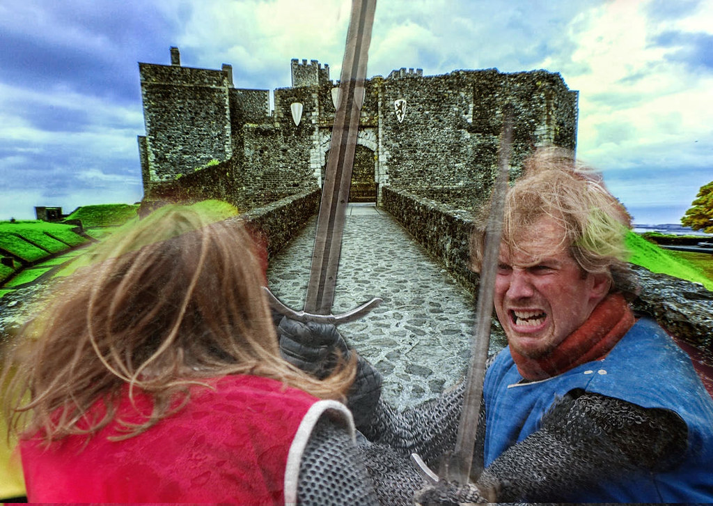 Dover Castle Barbican with hand-to-hand combat (composite). Credit Jim, flickr, Sander van der Wel
