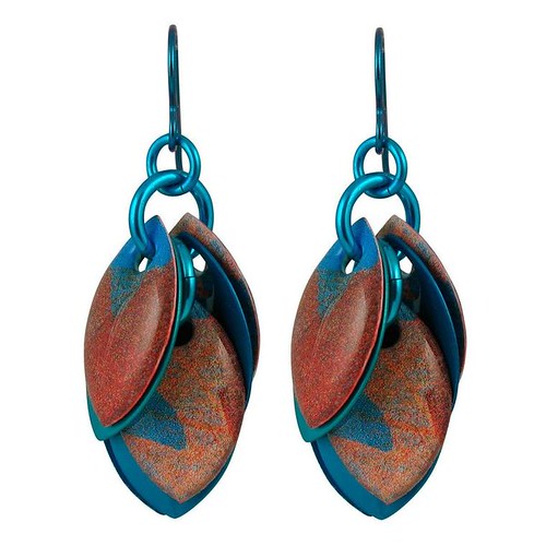 pair of brightly colored petal-shaped dangle earrings