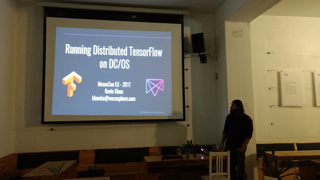 Now Kevin Klues with Running Distributed TensorFlow on @dcos