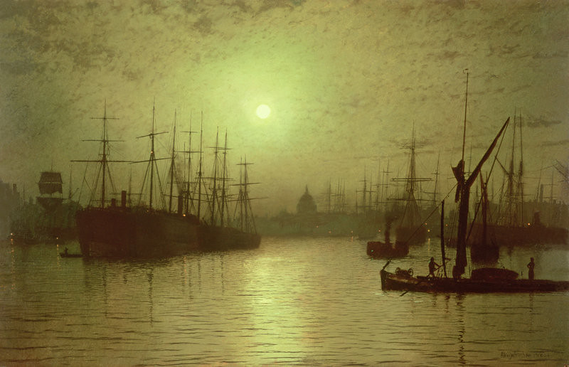 Nightfall down the Thames by John Atkinson Grimshaw, 1880