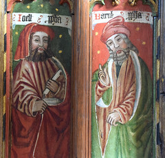 rood screen: the jolly prophets Joel and Baruch (restored)