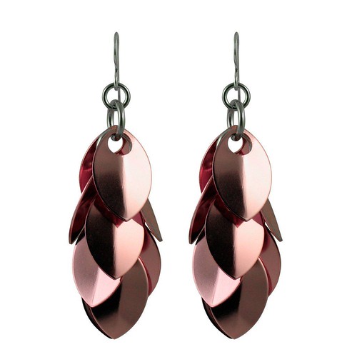 pair of rose pink aluminum dangle earrings