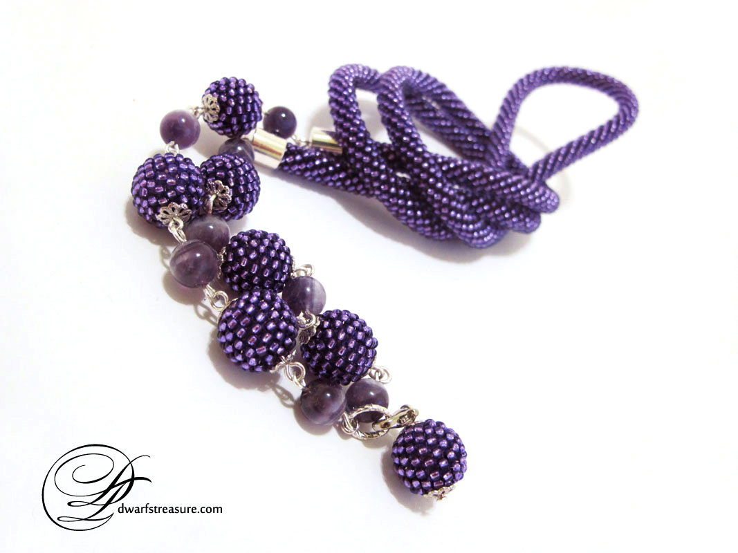 fancy necklace with amethyst beads