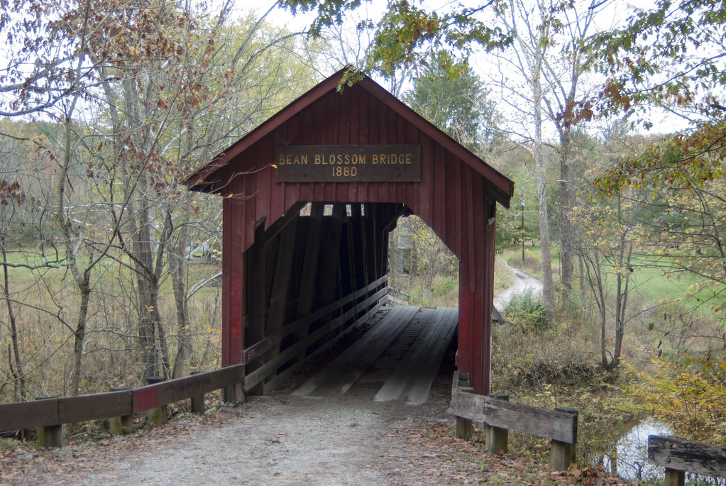 The Bean Blossom Covered Bridge - Down the Road.