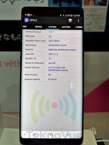Samsung Galaxy Note 8 CPUz OS