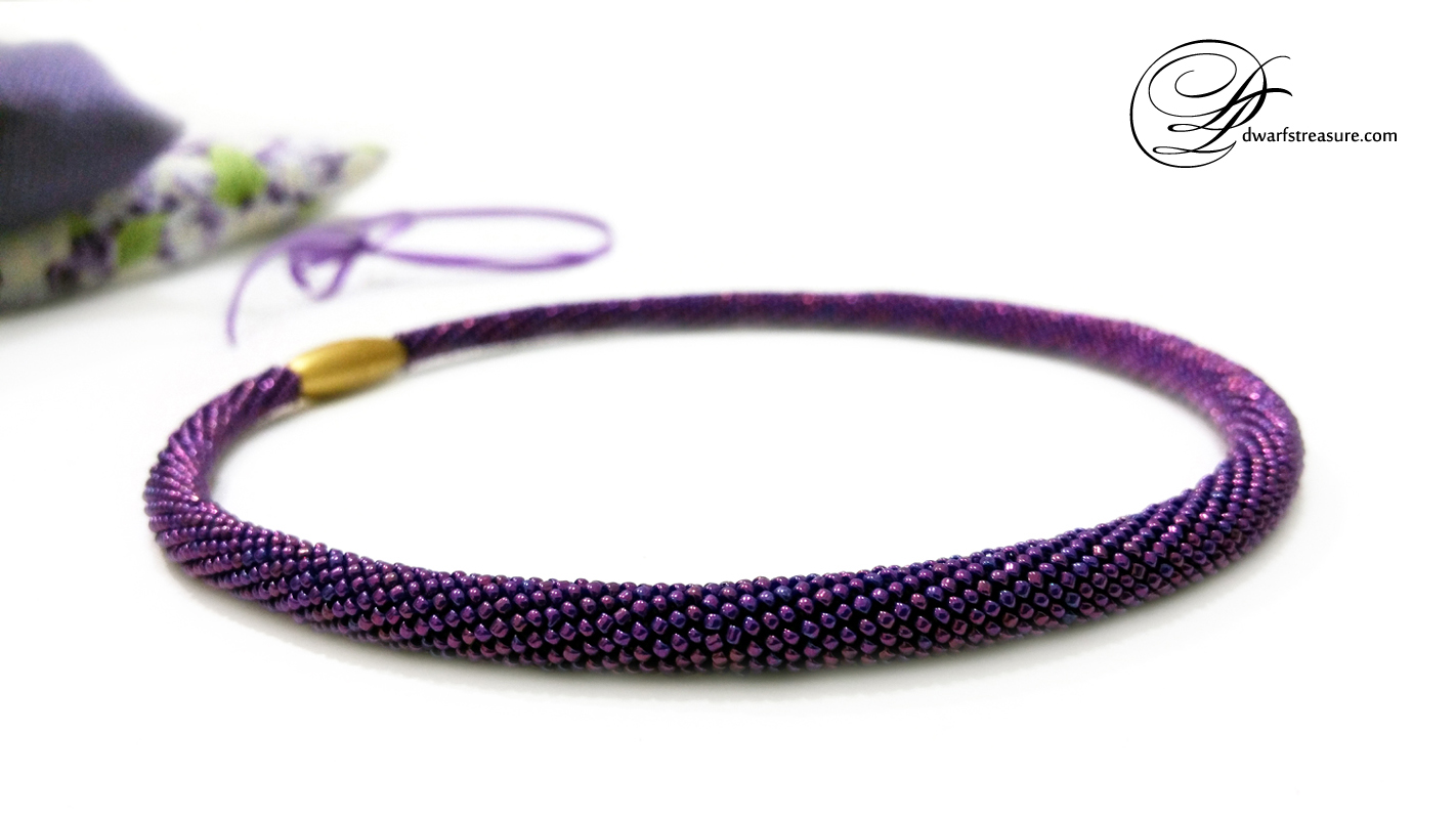 Amazing ultraviolet beaded crochet collar necklace