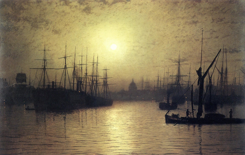 Nightfall down the Thames by John Atkinson Grimshaw, 1880