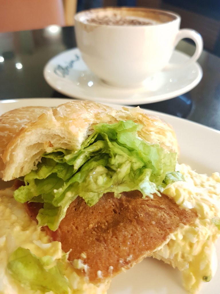Signature Croissant Sandwich (Crispy Chicken & Egg Mayonnaise) & Cappuccino $14.80 @ O'Briens Irish Sandwiches KLCC