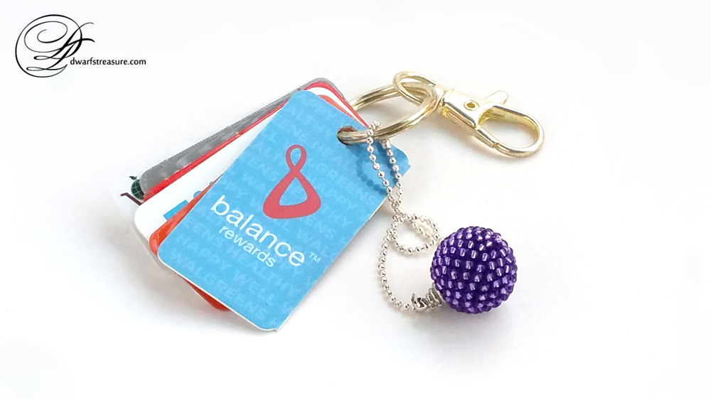 Unique dream key chain with violet glass bead ball charm