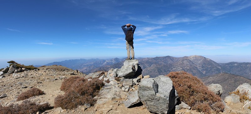 The summit of West Baldy (elevation 9988 feet), with Mount Baden-Powell on the right