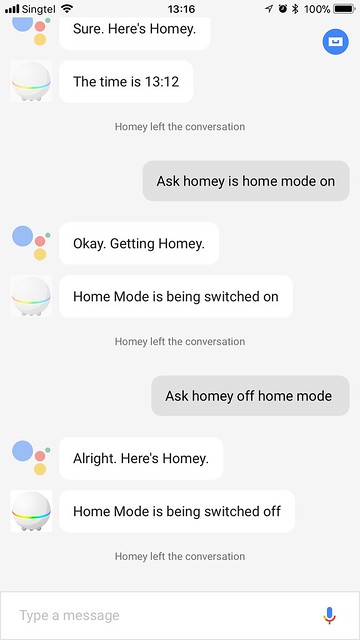 Homey Google Assisant - Working