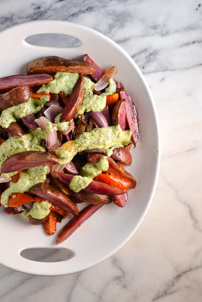 Roasted Vegetables with Parsley Cream Sauce | Things I Made Today