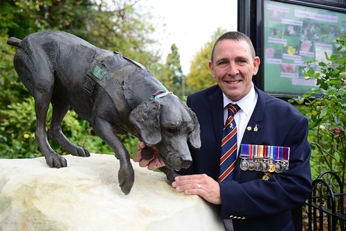 Dickin Medal dog Treo statue with handler