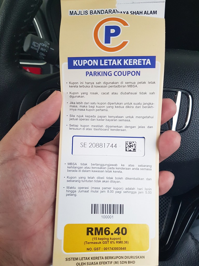 Pre-Paid Coupon Parking in Shah Alam