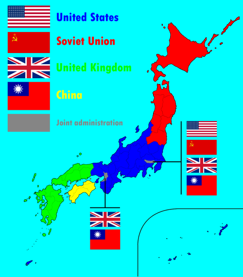 Proposed post WWII occupation zones in Japan