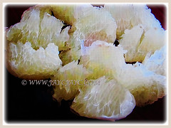 Pulp of Citrus maxima (Pomelo, Pomello, Pummelo, Limau Bali/Besar in Malay) varies from pale-yellow or pink pulp-vesicles filled with sweet juice, 20 Sept 2017