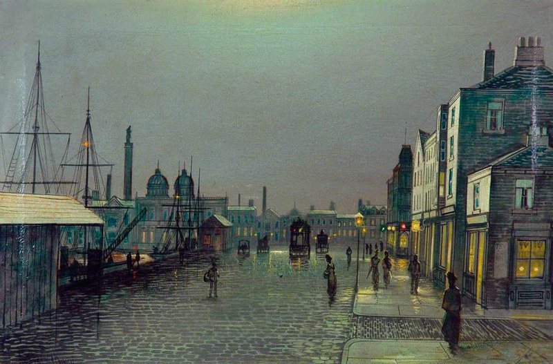 Evening Scene by the Docks, Hull by John Atkinson Grimshaw