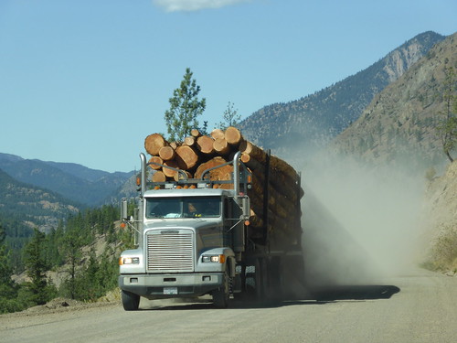 truck dusty road log transport