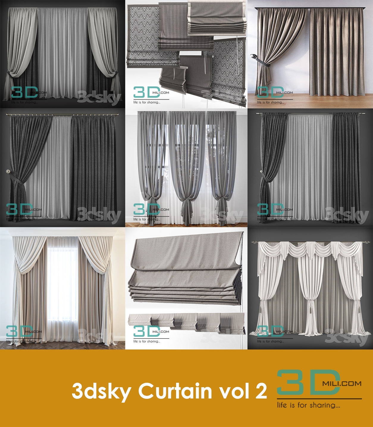 25 3dsky Curtain Vol 2 3dmili 2020 Download 3d Model Free