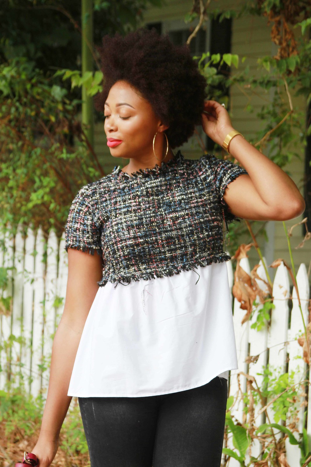 how to style a tweed blouse