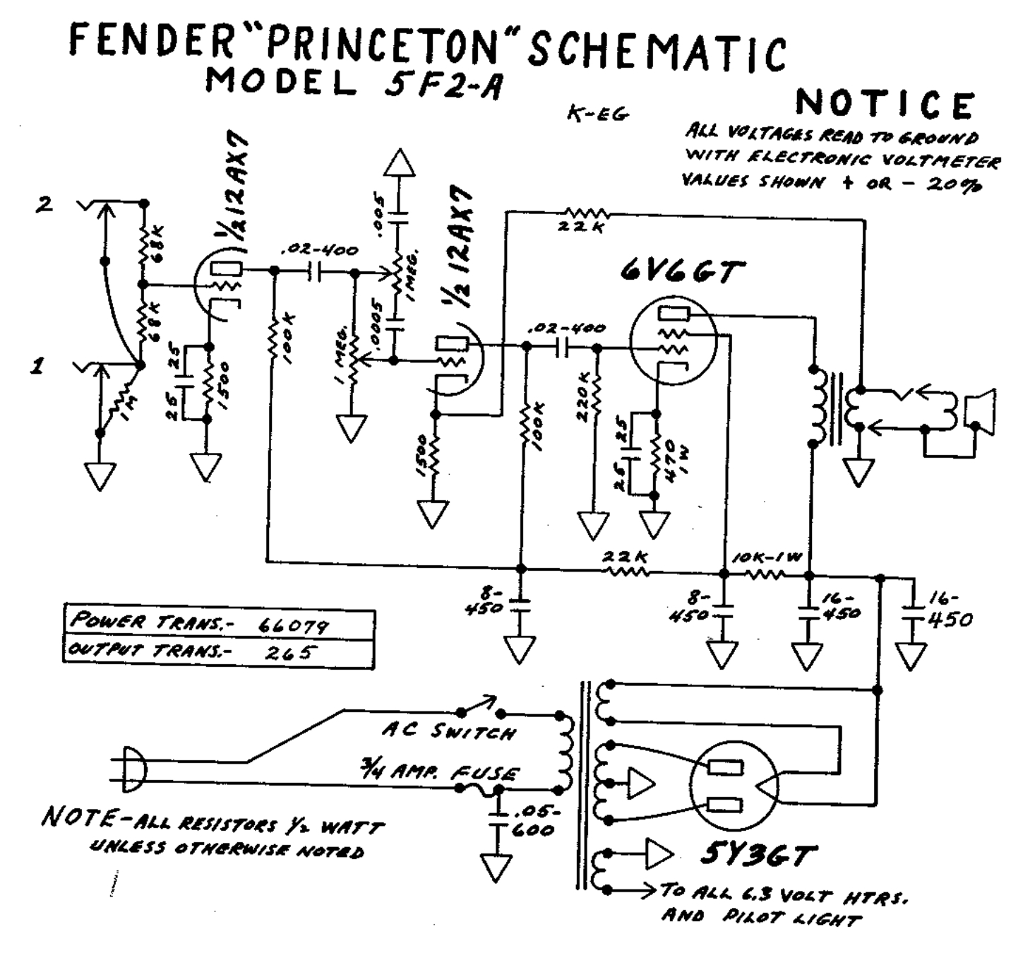 Схема fender champ 5f1