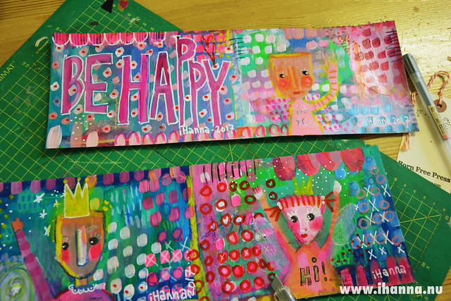 Two and two Painted Postcards soon finished (Photo and art by Hanna Andersson a.k.a. iHanna, Sweden) #mailart