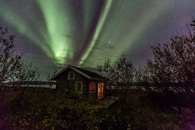 Nothern lights above the cottage