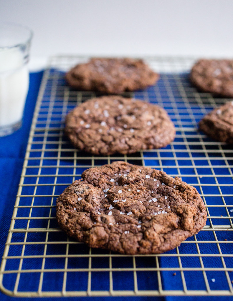 Giant Chewy Salted Triple Chocolate Cookies