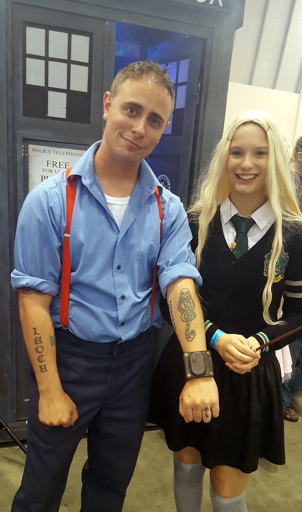 Death Eater Jack Harkness and a Slytherin student. Fantastic Literary Cosplays from Grand Rapids Comic Con