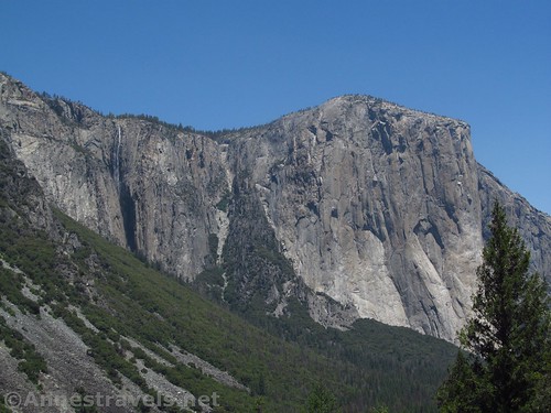 Ribbon Falls and El Capitan from the Old Carriage Road in Yosemite National Park, California