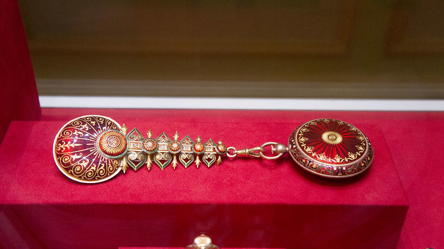 A big colored Golden pocket watch at Egypt's Royal Jewelry Museum