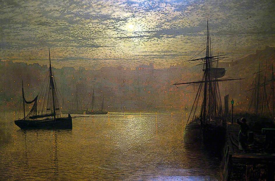 Lights in the Harbour, Scarborough by John Atkinson Grimshaw, 1879
