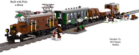 My own Alpine model trains inspired by Swiss rail Rhaetian, Glacier, and Bernina designed with LEGO(R) bricks.