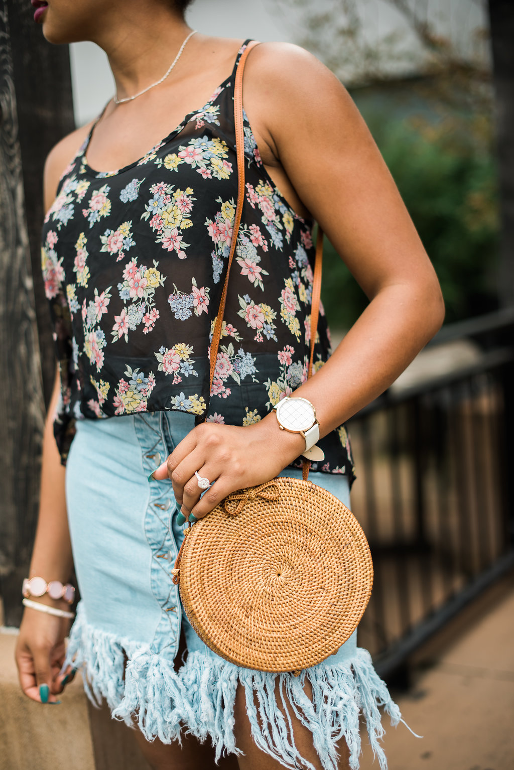 how to style a round rattan bag