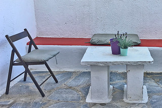 Mykonos - Despotiko Hotel chair and table
