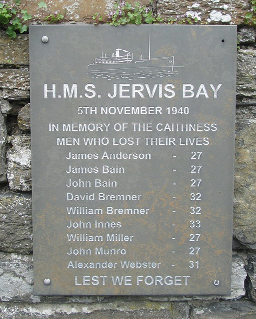 HMS Jervis Bay Memorial Plaque, Wick