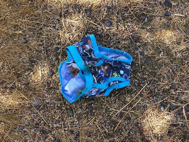 Number two (of two) of innocent yet somehow disturbing items found at a children's playground: a tiny pair of boy's underpants.