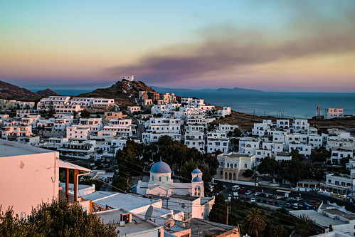 travel greece ios island chora sunset colours white blue summer sea sky landscape love