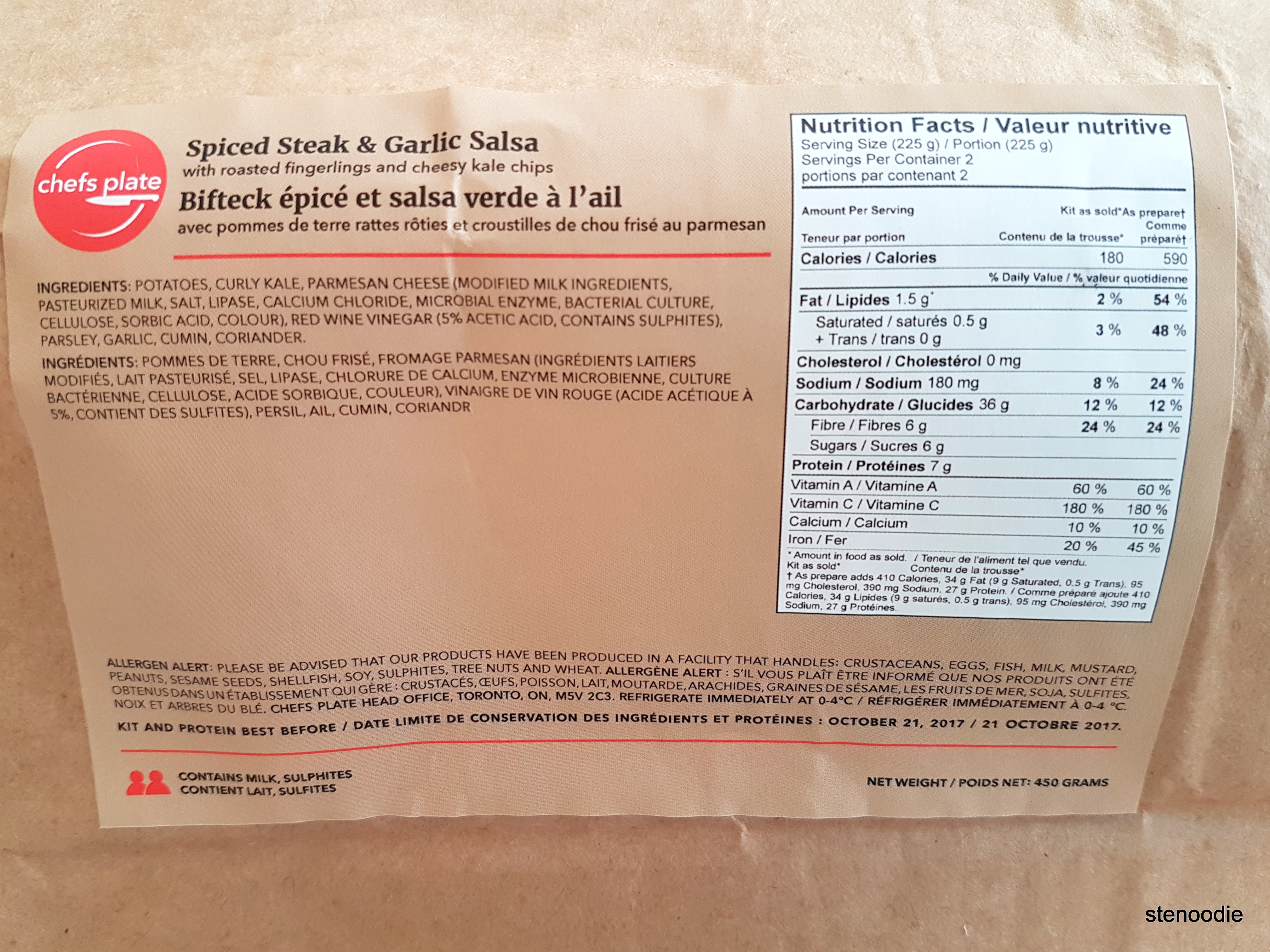 Spiced Steak & Garlic Salsa Verde nutrition facts