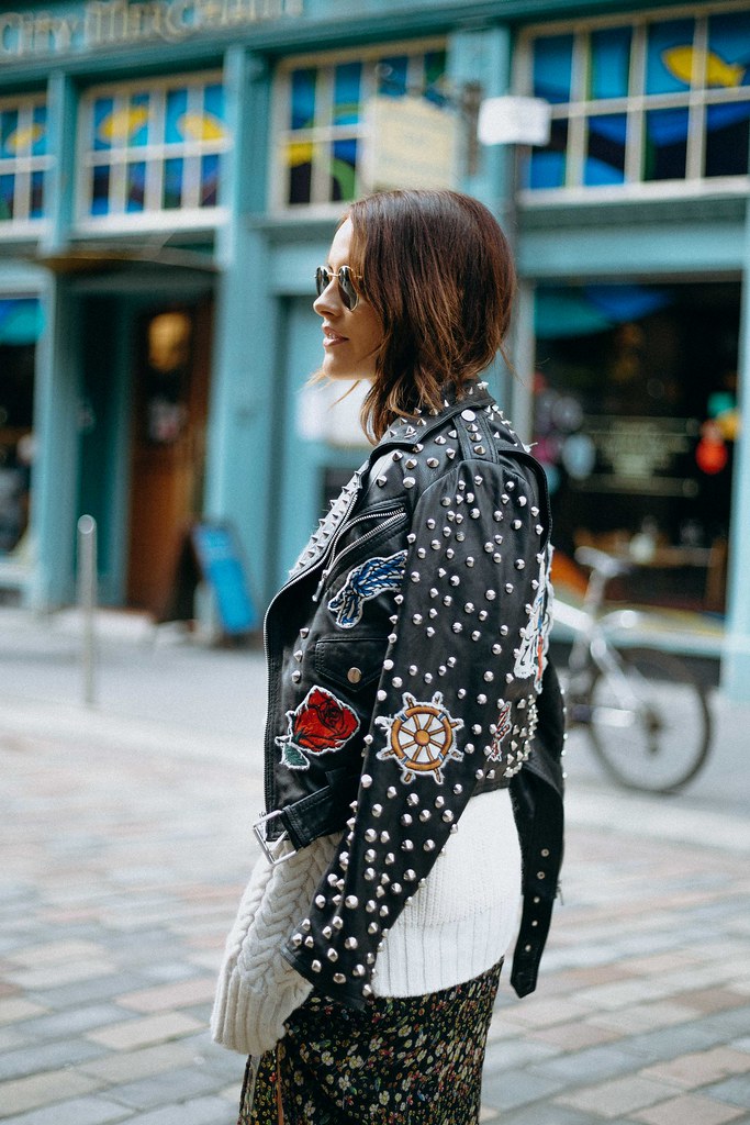 The Little Magpie Zara Studded Leather Biker Jacket Glasgow