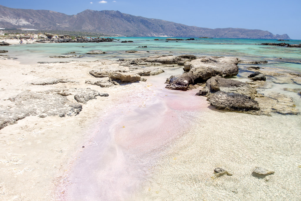 Pink sand in Elafonisi Beach - Crete, Greece