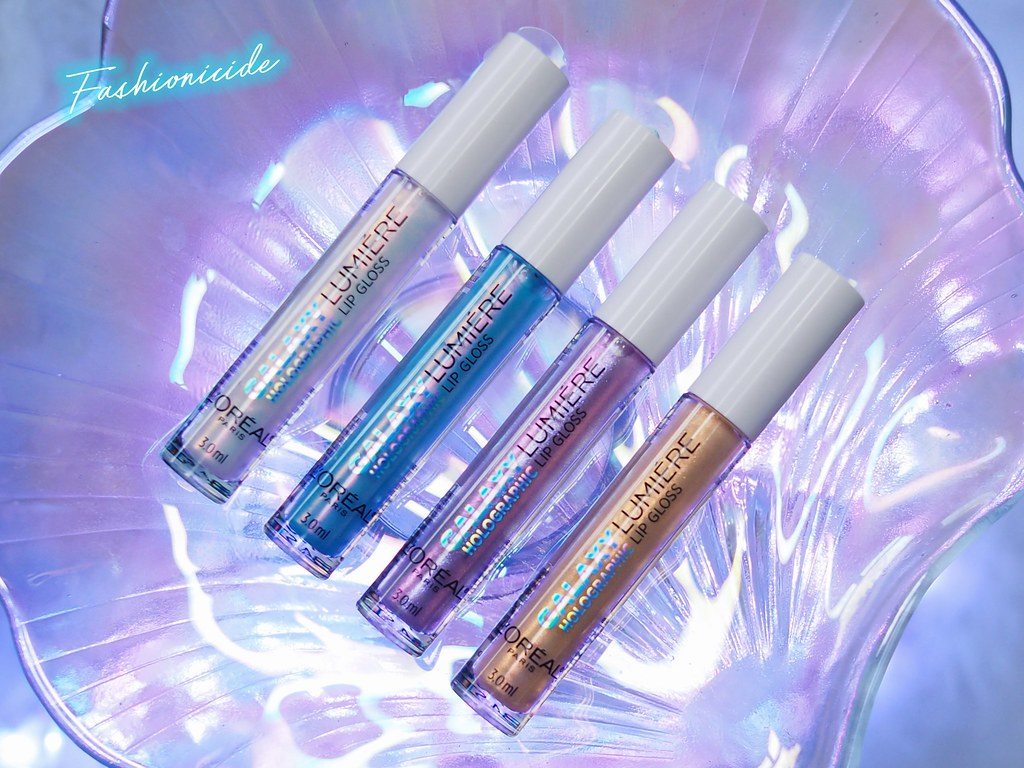 L'Oreal Holographic Lip Gloss Polaris Opal Light Ethereal Gold Sapphire Star Review