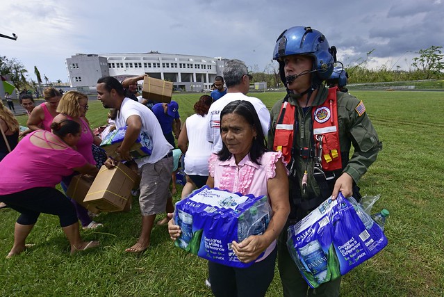 Coast Guard aircrew delivers FEMA aid to Aguada, Puerto Rico
