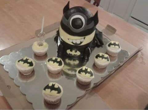 Batman Minion with Matching Cupcakes By Haily with Little One's Sweet Treats