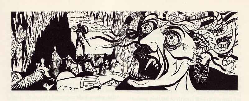 Joseph Mugnaini - Medusa, illustration for
 Thomas Bulfinch's, ''The Age of Fable or 
Stories of Gods and Heroes'' 
1958