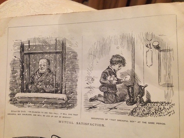 Illustrations and cartoons from what I think are 1894/1895 copies of 'Pictures from Punch', bought for £3 from a vintage fair in Kirkcudbright.